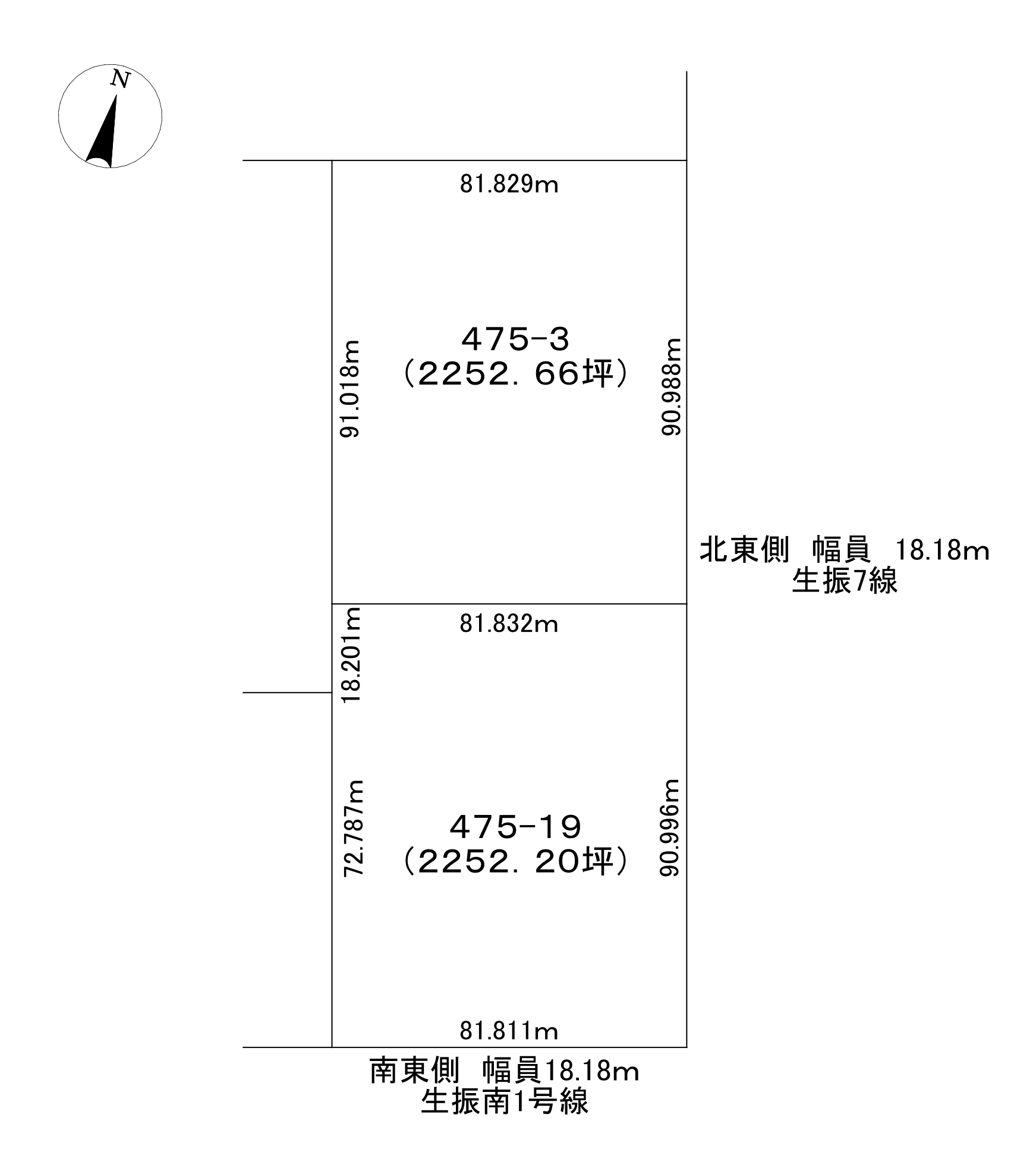 <土地>石狩市生振 2700万円